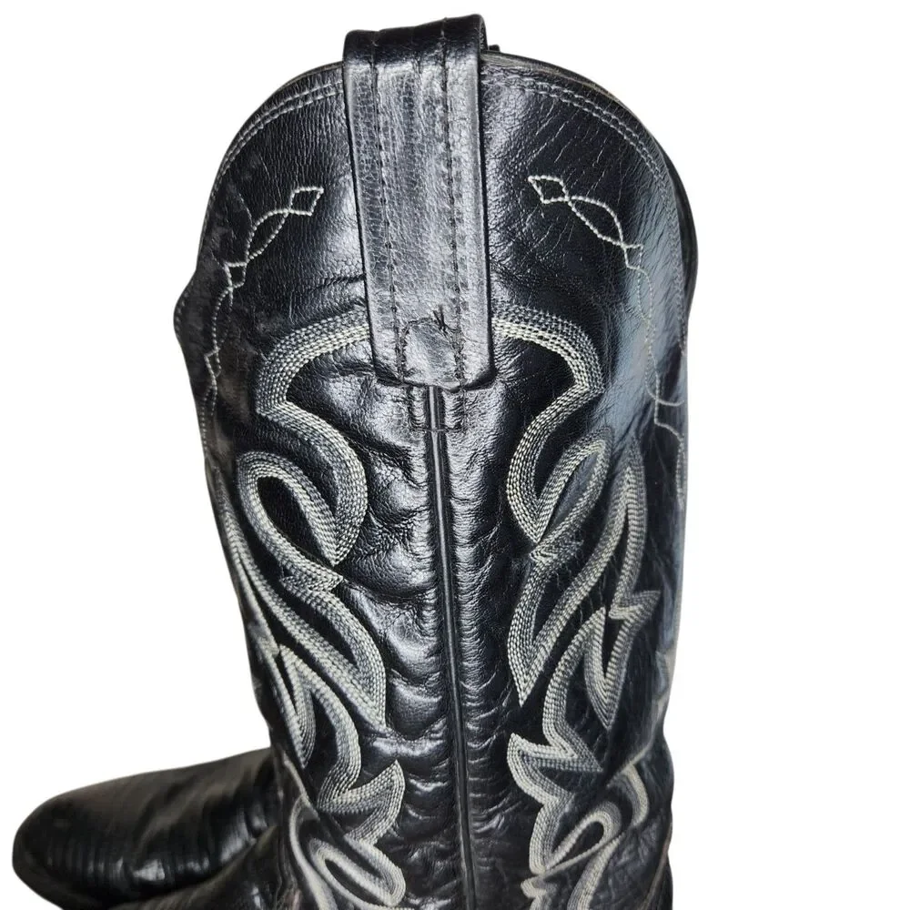 DAN POST Mens Exotic Leather Black Teju Lizard Western Cowboy Boots 8 EW 350 R